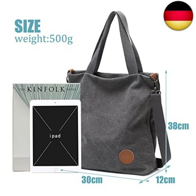 JANSBEN Damen Canvas Handtasche Schultertasche Casual Multifunktiona