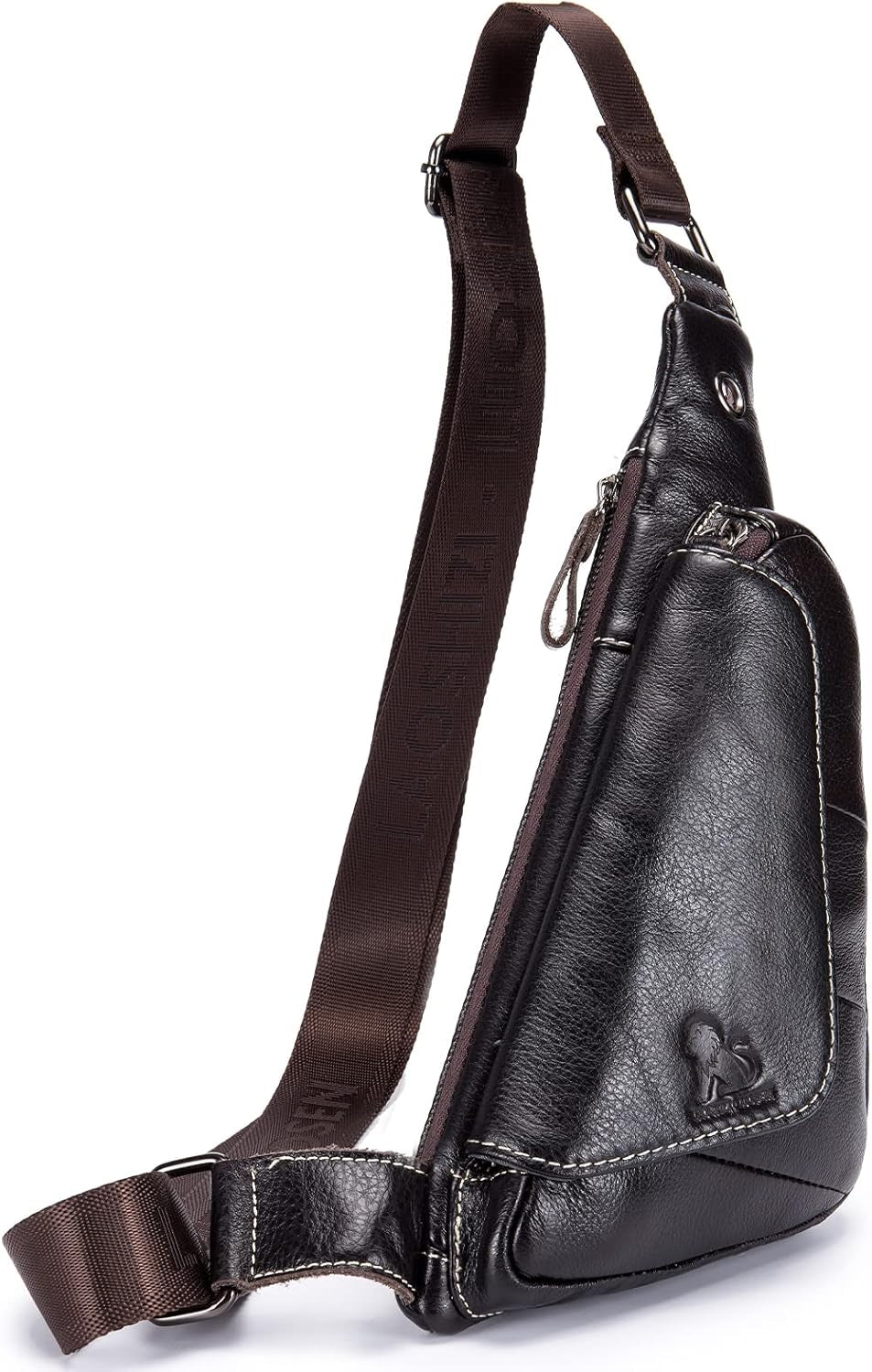 Pundarika Herren Leder Brusttasche – Kleine Und Stilvolle Umhängetasche Als Sling Bag- - Dunkelbraun