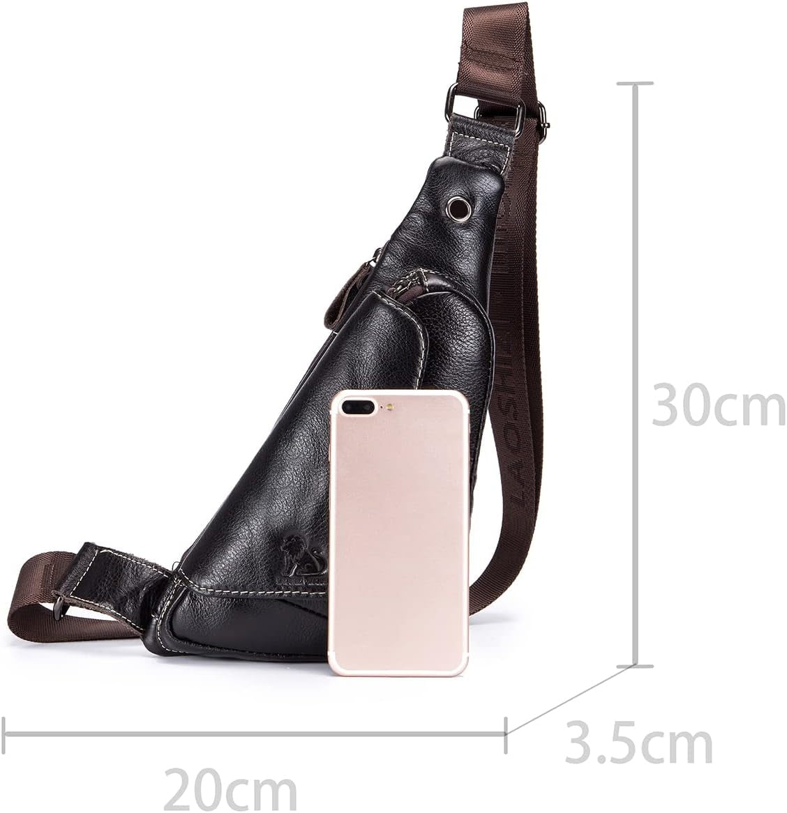 Pundarika Herren Leder Brusttasche – Kleine Und Stilvolle Umhängetasche Als Sling Bag- - Dunkelbraun