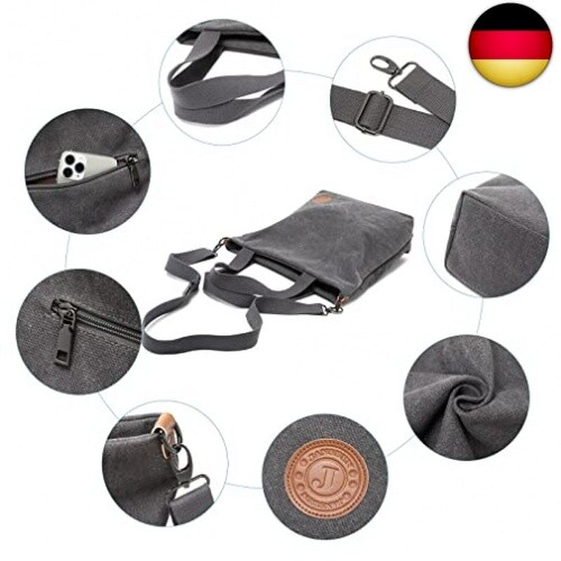 JANSBEN Damen Canvas Handtasche Schultertasche Casual Multifunktiona