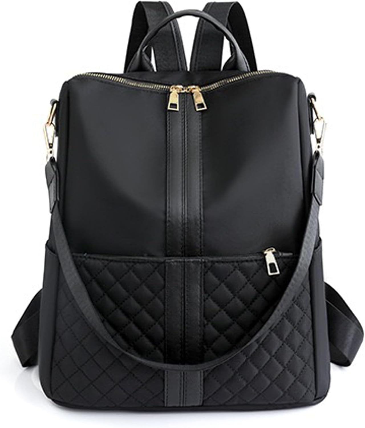 2-In-1 Damen Rucksack Handtasche – Umhängetasche & Rucksack in Einem – Multifunktionale Tasche Für Frauen – Schwarz, Wasserabweisend, Leicht & Elegant – Alltag, Reisen, Büro, Uni, Cityrucksack